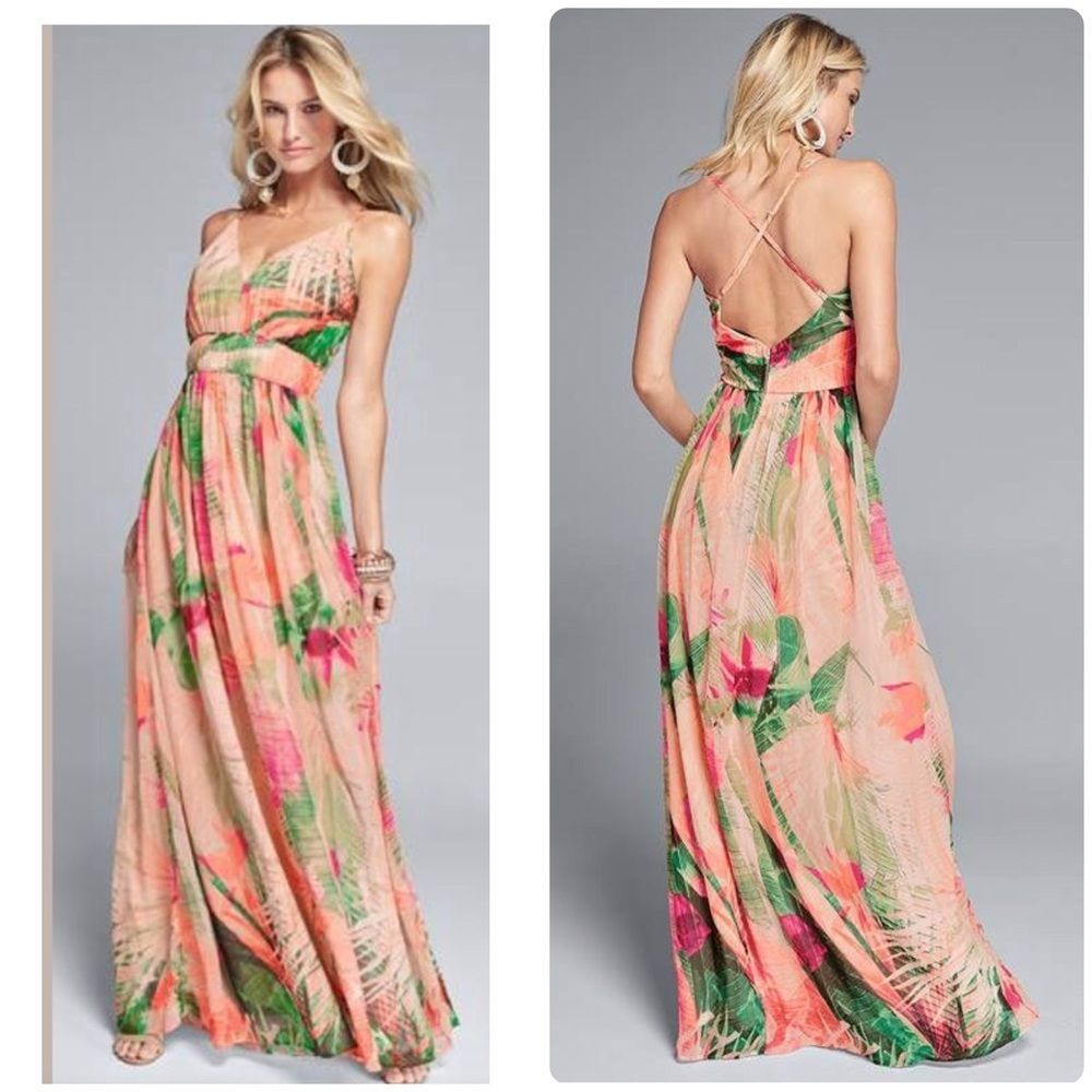 Venus beautiful tropical print Grecian style maxi dress size 2